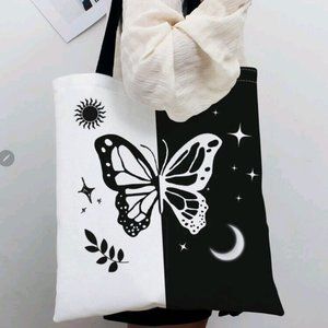 Canvas-Cotton Tote Women's Large Day-night butterfly casual bag